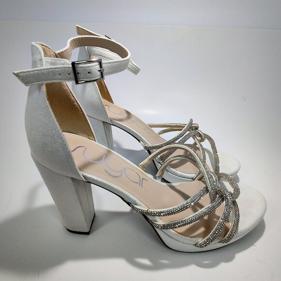 Sugar Shoes - Sugar Women's Size 10M Petal White Shimmer Block Heels NWOT